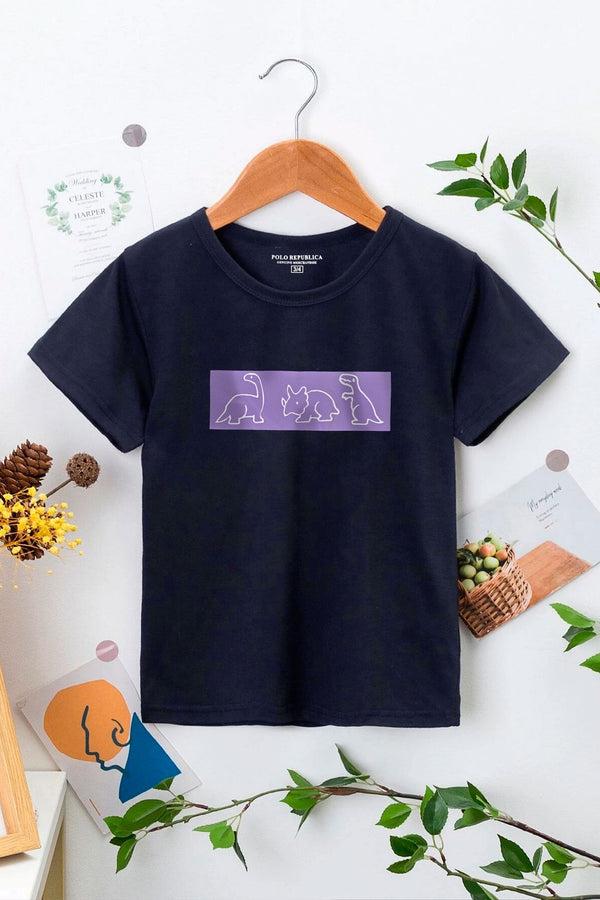 Elo Polo Republica Boy's Dino Printed Tee Shirt Navy