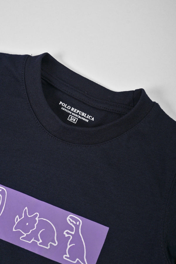 Elo Polo Republica Boy's Dino Printed Tee Shirt Navy