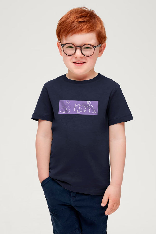 elo Polo Republica Boy's Dino Printed Tee Shirt Navy
