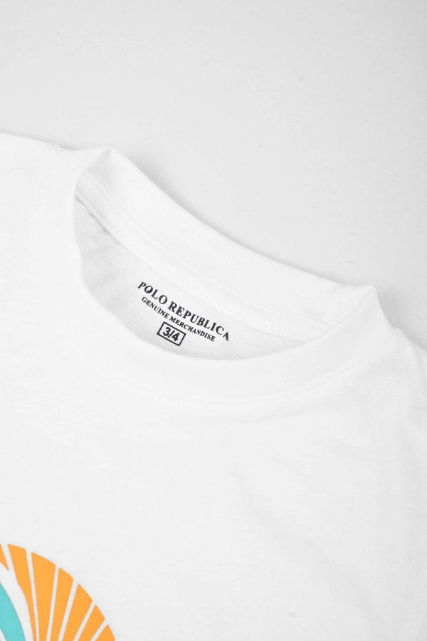 Elo Polo Republica Boy's Here Comes The Sun Printed Tee Shirt White