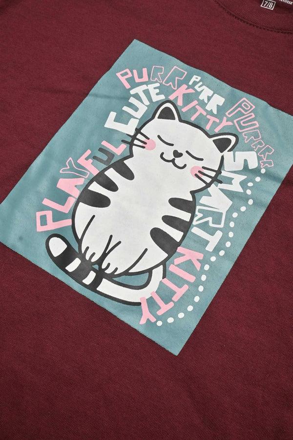 Elo Polo Republica Boy's Kitty Printed Tee Shirt Maroon