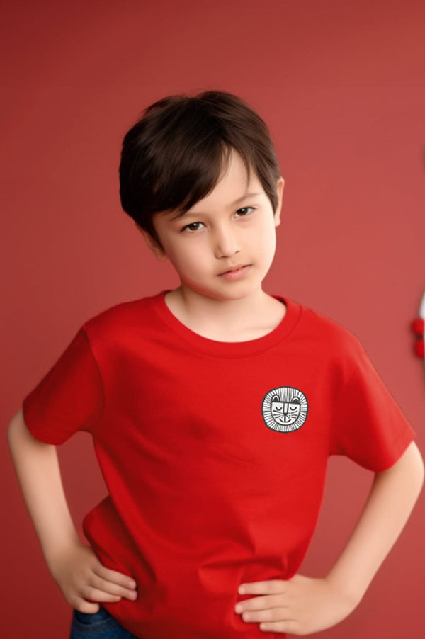 elo Polo Republica Boy's Lion Printed Tee Shirt Red