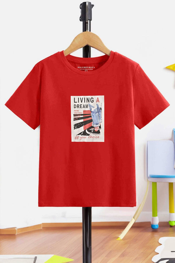 Elo Polo Republica Boy's Living A Dream Printed Tee Shirt Red