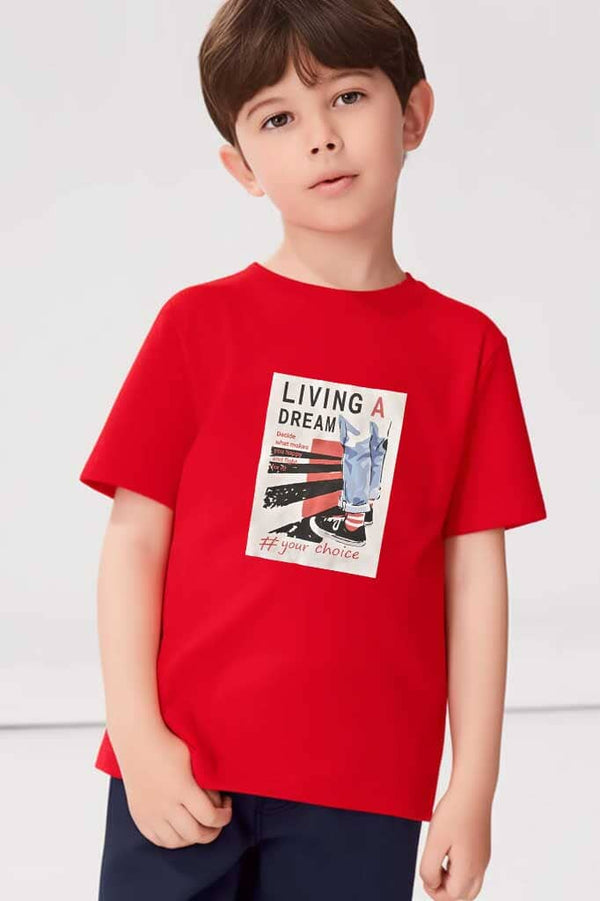 elo Polo Republica Boy's Living A Dream Printed Tee Shirt Red