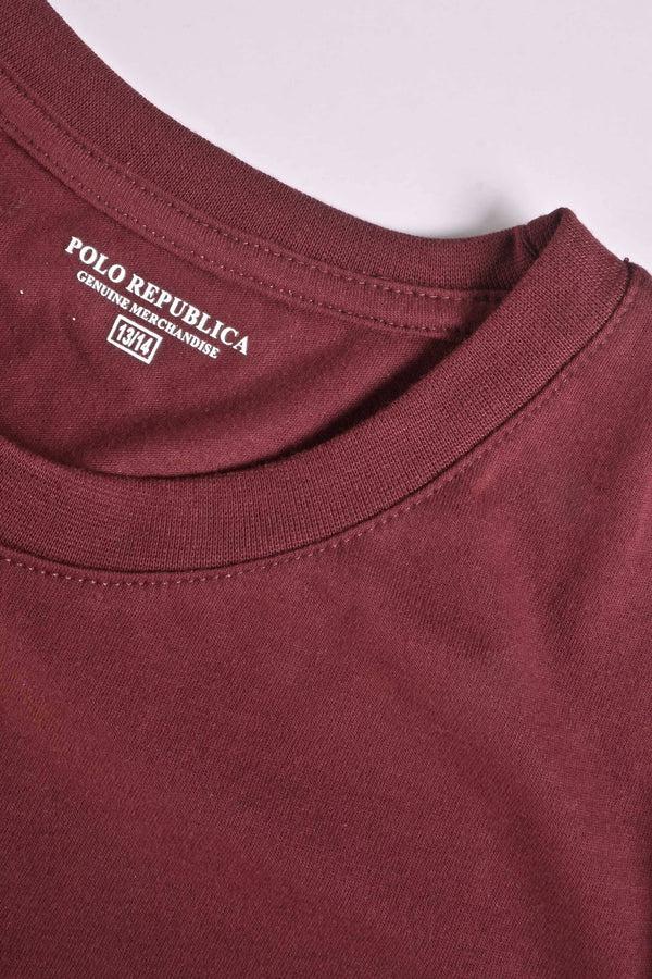 Elo Polo Republica Boy's Never Stop Printed Tee Shirt Maroon