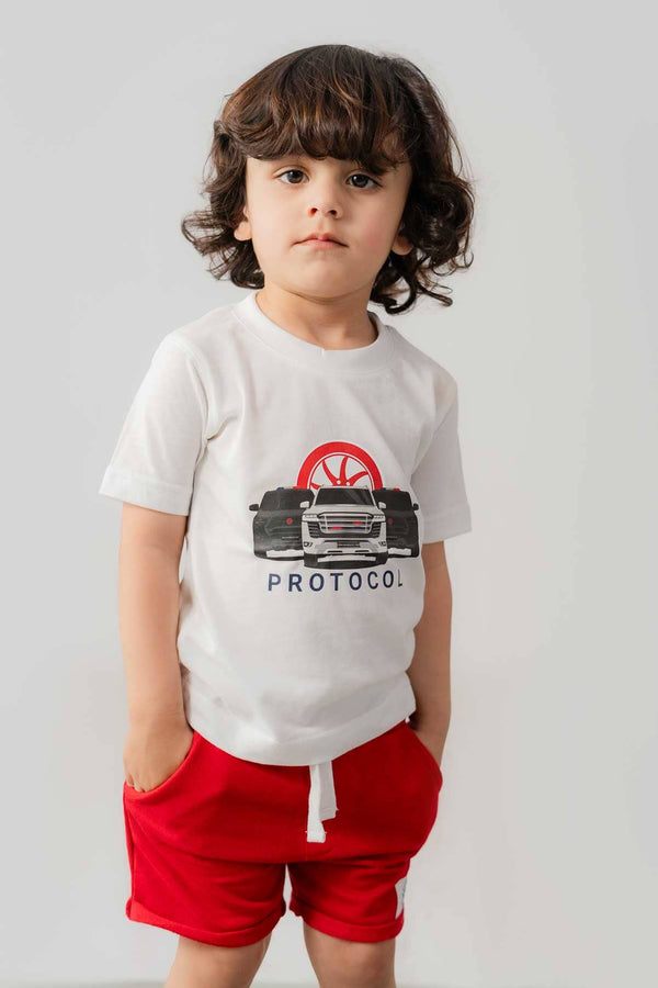 Elo Polo Republica Boy's PakWheels Protocol Printed Tee Shirt Sky
