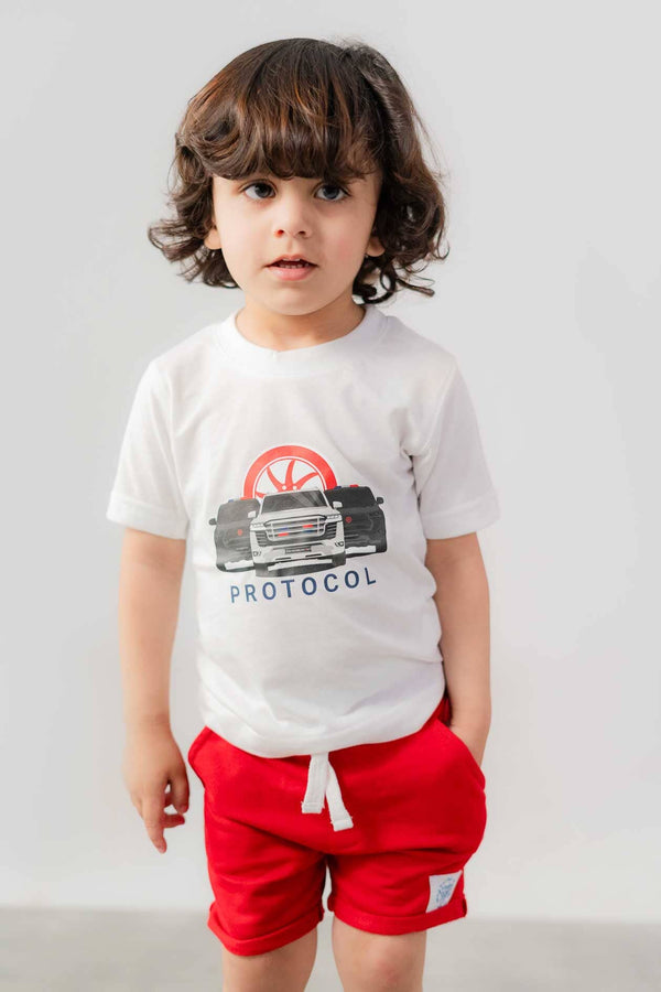 Elo Polo Republica Boy's PakWheels Protocol Printed Tee Shirt Sky