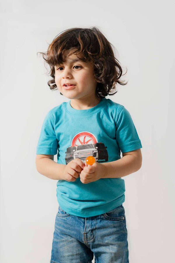 elo Polo Republica Boy's PakWheels Protocol Printed Tee Shirt Sky