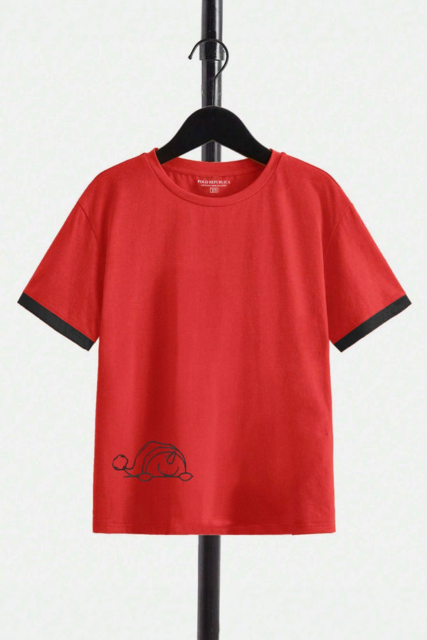 Elo Polo Republica Boy's Playing Dwarfs Printed Tee Shirt Red