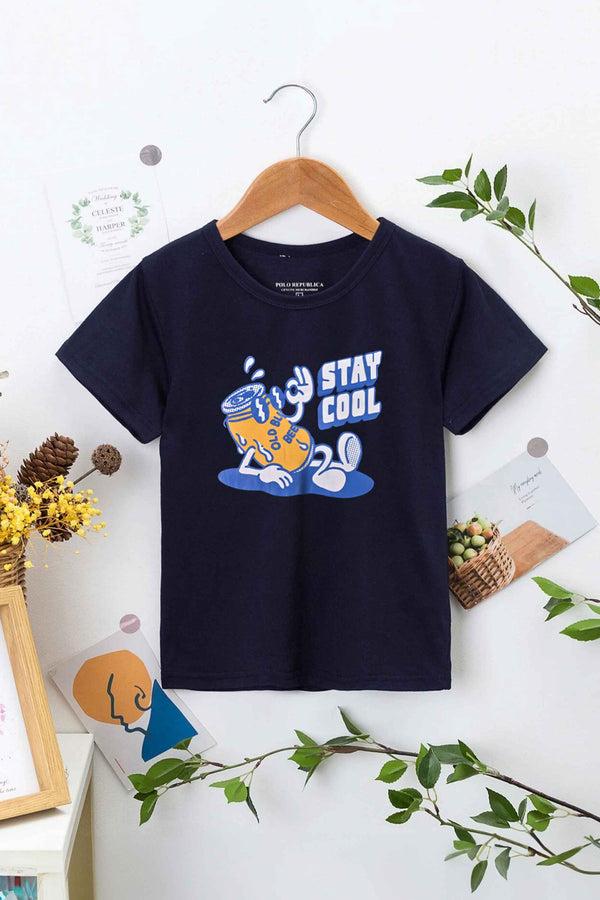 elo Polo Republica Boy's Stay Cool Printed Tee Shirt Navy
