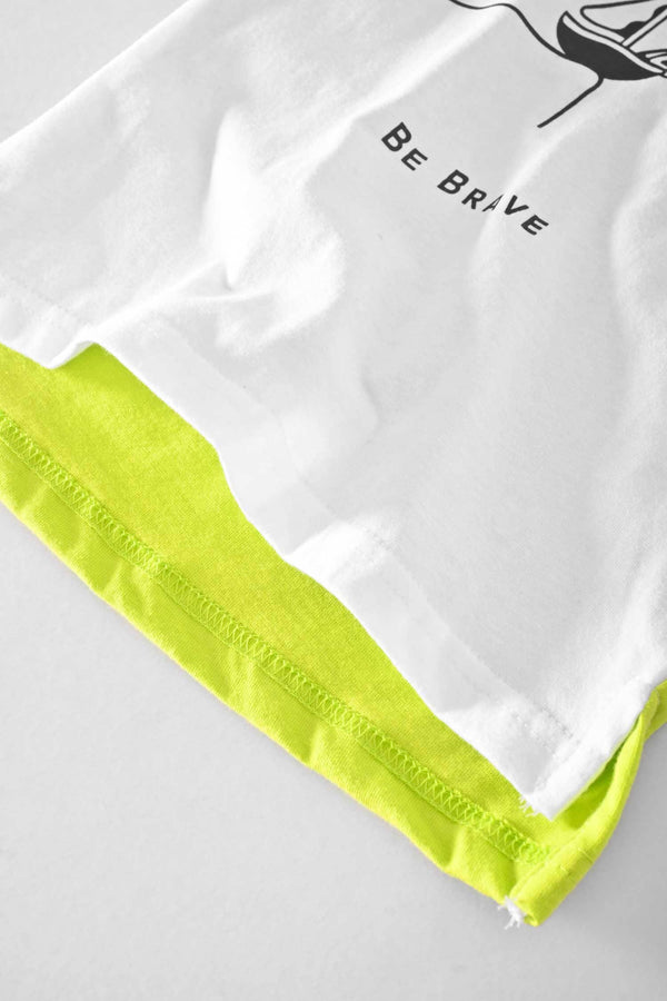 Elo Polo Republica Boy's Superhero Be Brave Printed Tee Shirt White & Black