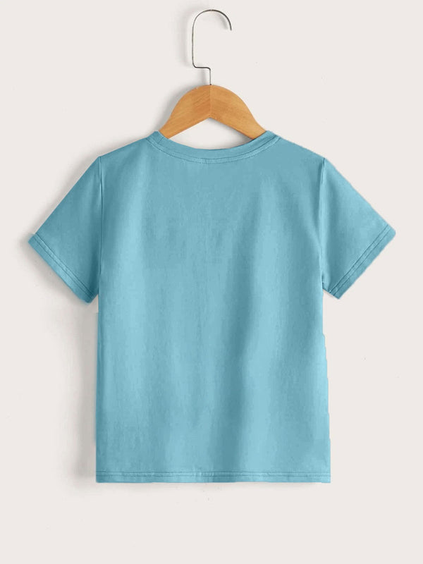 Elo Polo Republica Boy's Superhero Logo Printed Tee Shirt Sky