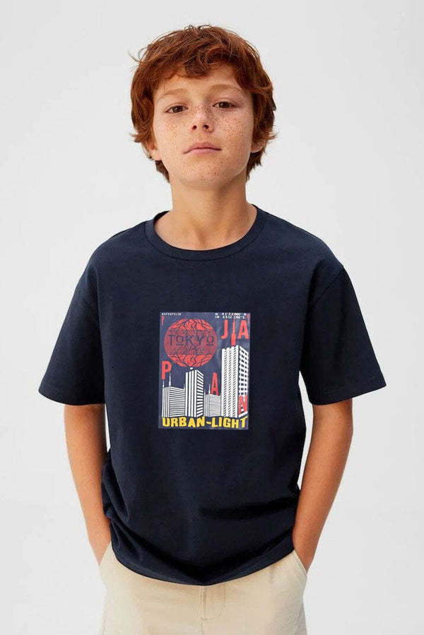elo Polo Republica Boy's Tokyo Urban Printed Tee Shirt Navy