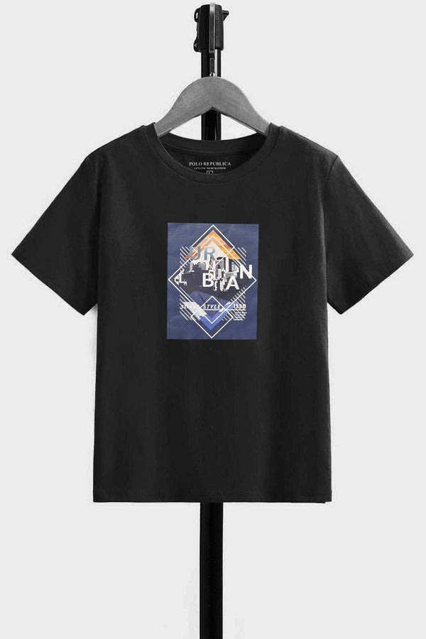 elo Polo Republica Boy's Urban Street Printed Tee Shirt Black