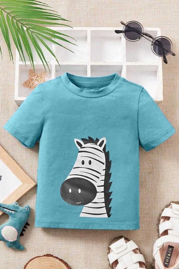 Elo Polo Republica Boy's Zebra Printed Tee Shirt Aqua Blue