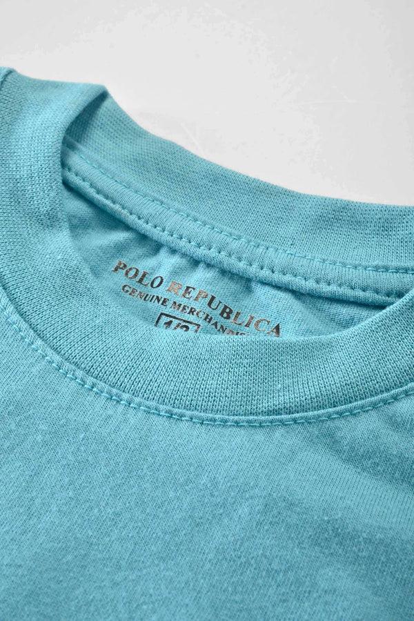 Elo Polo Republica Boy's Zebra Printed Tee Shirt Aqua Blue