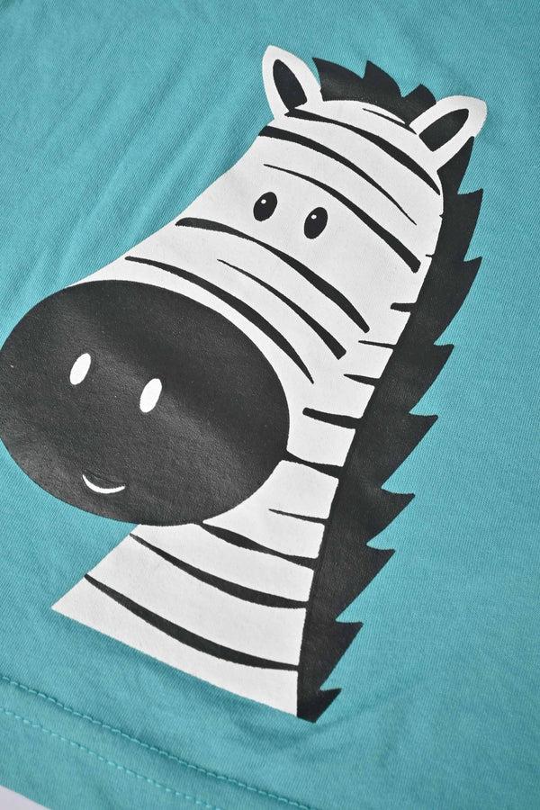 Elo Polo Republica Boy's Zebra Printed Tee Shirt Aqua Blue