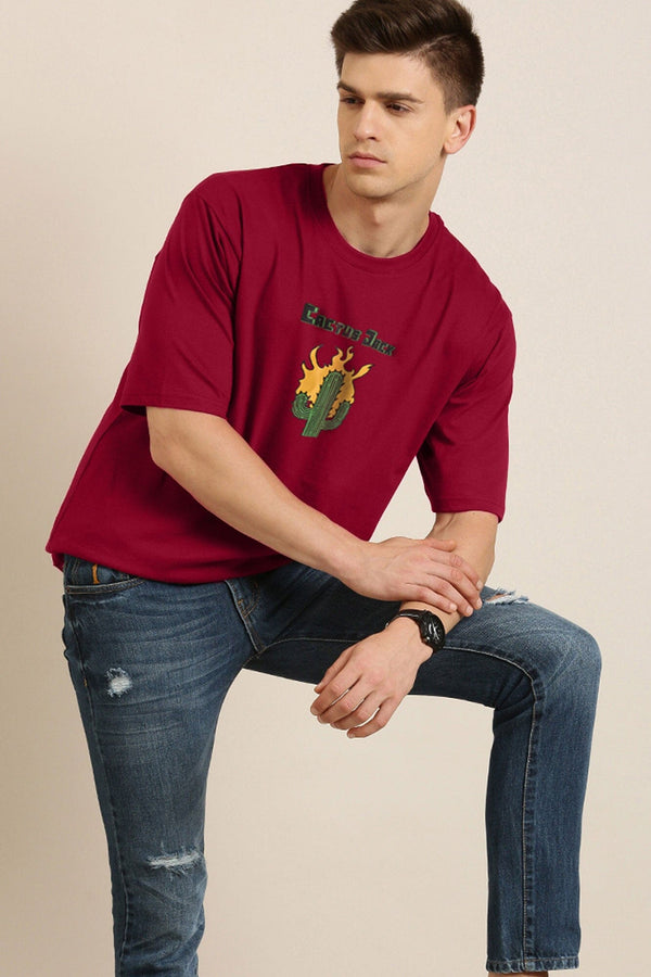 Elo Polo Republica Cactus Jack Printed Crew Neck Tee Shirt Burgundy