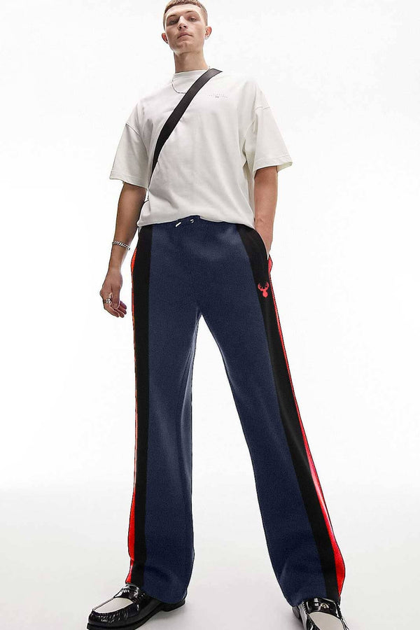 Elo Polo Republica Deer Embroidered Contrast Side Panel Fleece Trousers Bottle Green & Navy