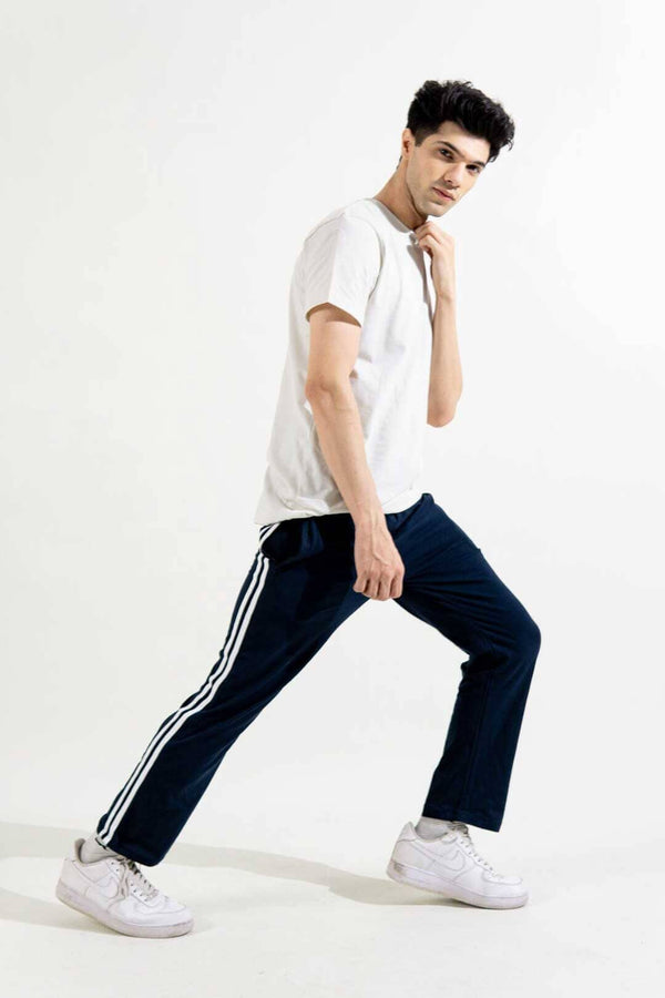 Elo Polo Republica Essentials - Heavy Cotton Jersey Slim-Fit Lounge Pants With Sporty Side Stripes Royal Blue
