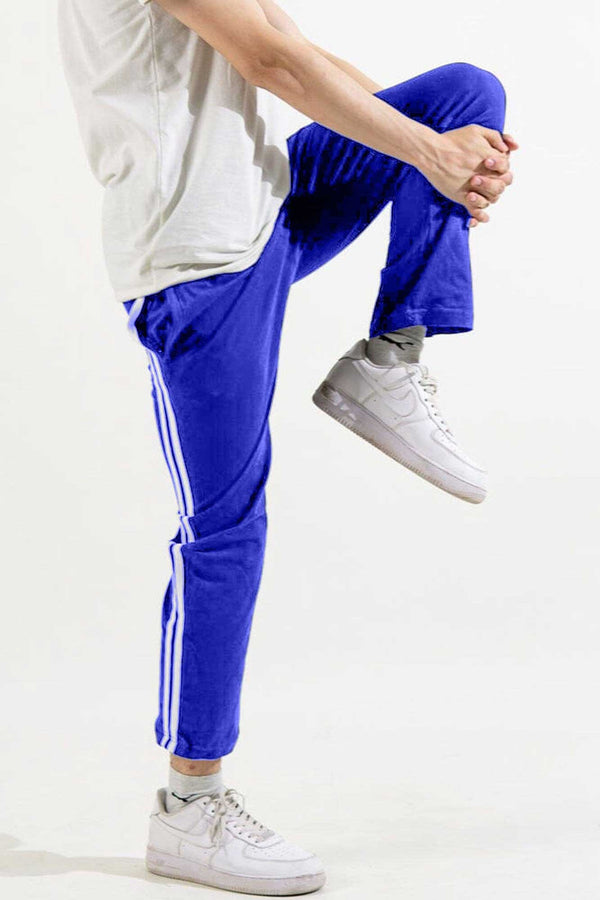 elo Polo Republica Essentials - Heavy Cotton Jersey Slim-Fit Lounge Pants with Sporty Side Stripes Royal Blue