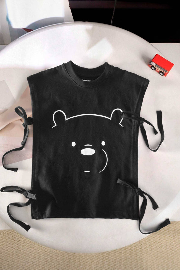 Elo Polo Republica Kid's Bow Side Panel Printed Tank Top White