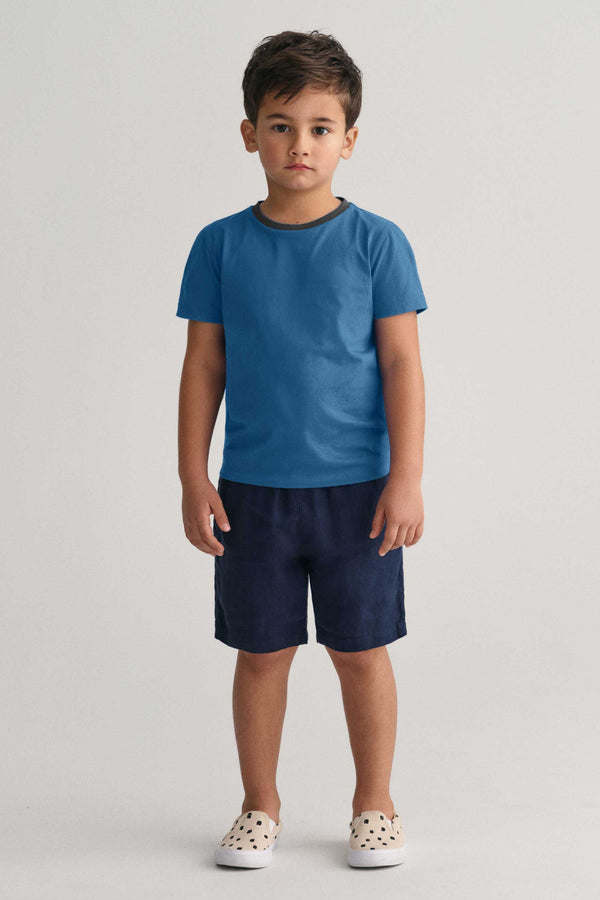 Elo Polo Republica Kid's Contrast Neck Tee Shirt Steel Blue