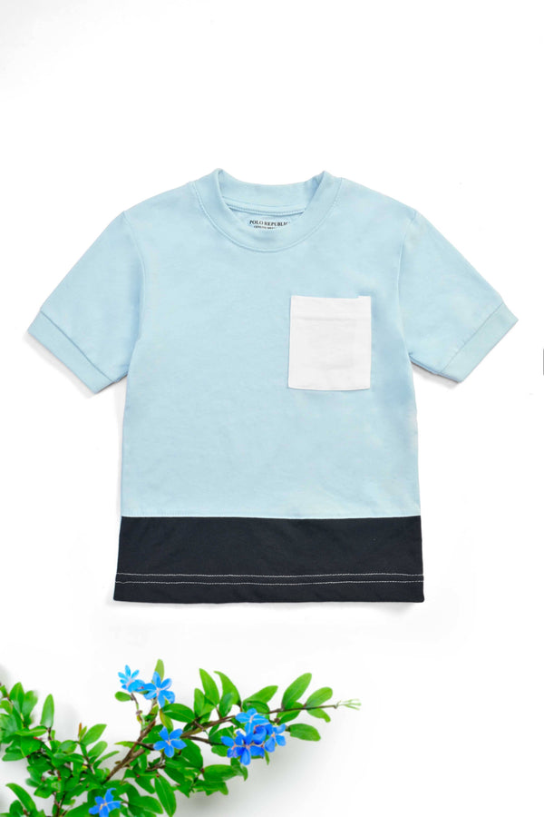 Elo Polo Republica Kid's Contrast Pocket Panel Tee Shirt Sky