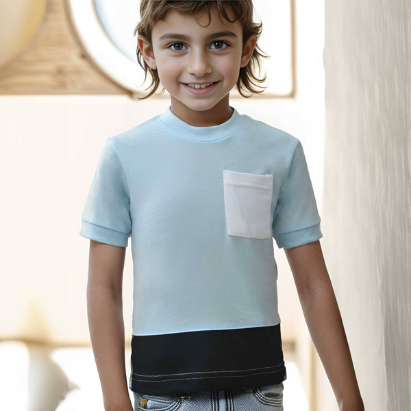 elo Polo Republica Kid's Contrast Pocket Panel Tee Shirt Sky