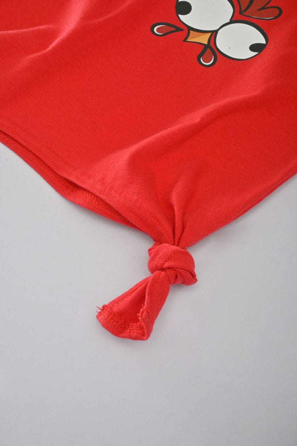 Elo Polo Republica Kid's Rooster Printed Knot Style Tee Shirt White