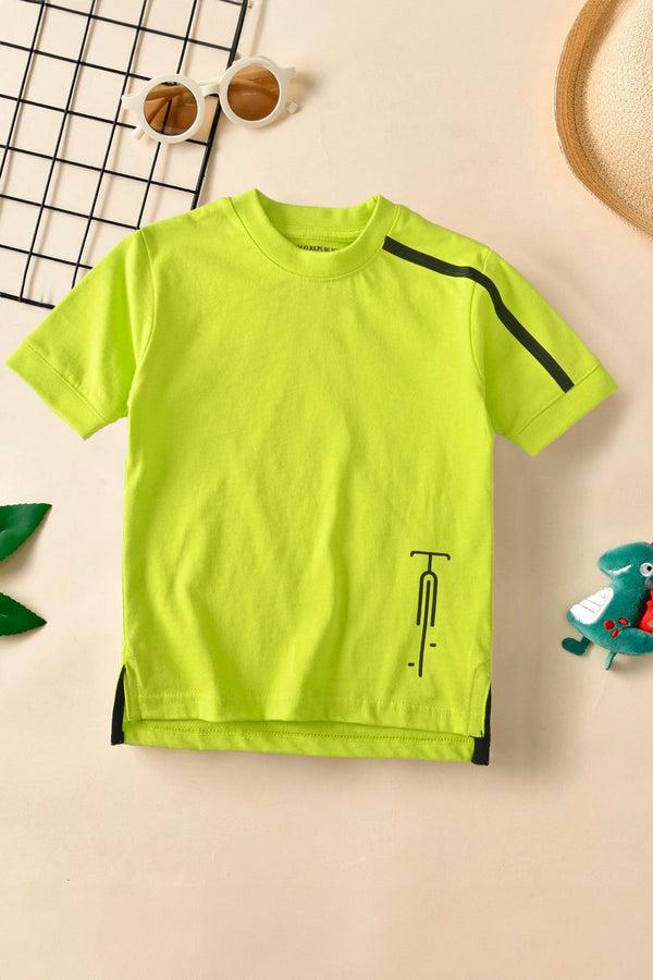 elo Polo Republica Kid's Stripe On Sleeve Split Hem Tee Shirt Lime