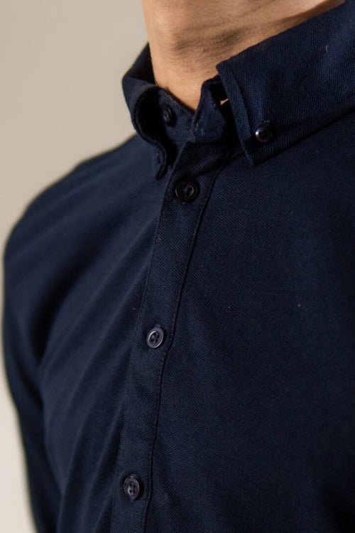 Elo Polo Republica Knitted Pique Kurta With Button-Down Collars White