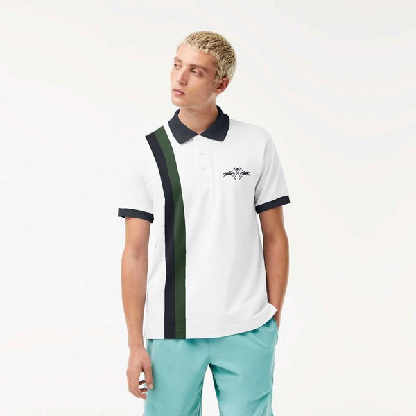 elo Polo Republica Men's 2 Pony Embroidered Contrast Panel Polo Shirt White & Navy