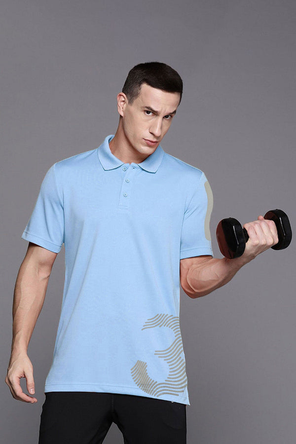 Elo Polo Republica Men's 3 Reflective Printed Moisture Wicking Activewear Polo Shirt Sky