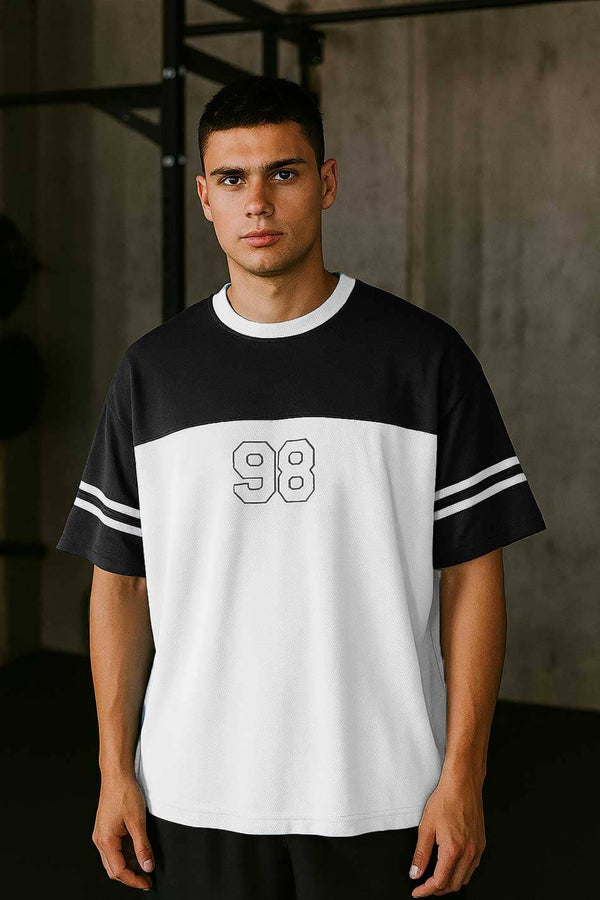 elo Polo Republica Men's 98 Activewear Oversized Tee Shirt White & Black