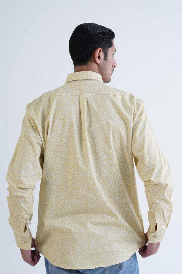Elo Polo Republica Men's Abstract Printed Casual Shirt Yellow
