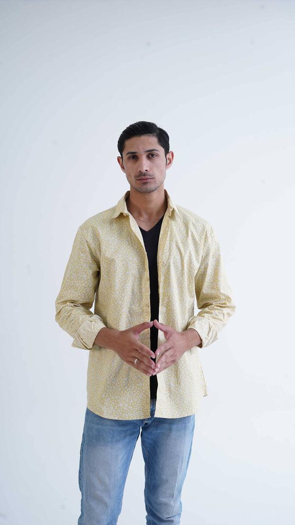 Elo Polo Republica Men's Abstract Printed Casual Shirt Yellow