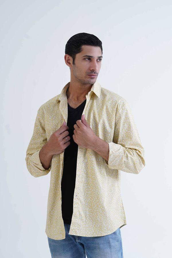 Elo Polo Republica Men's Abstract Printed Casual Shirt Yellow