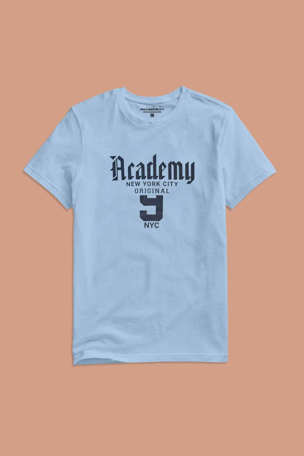 Elo Polo Republica Men's Academy Printed Crew Neck Tee Shirt Light Sky