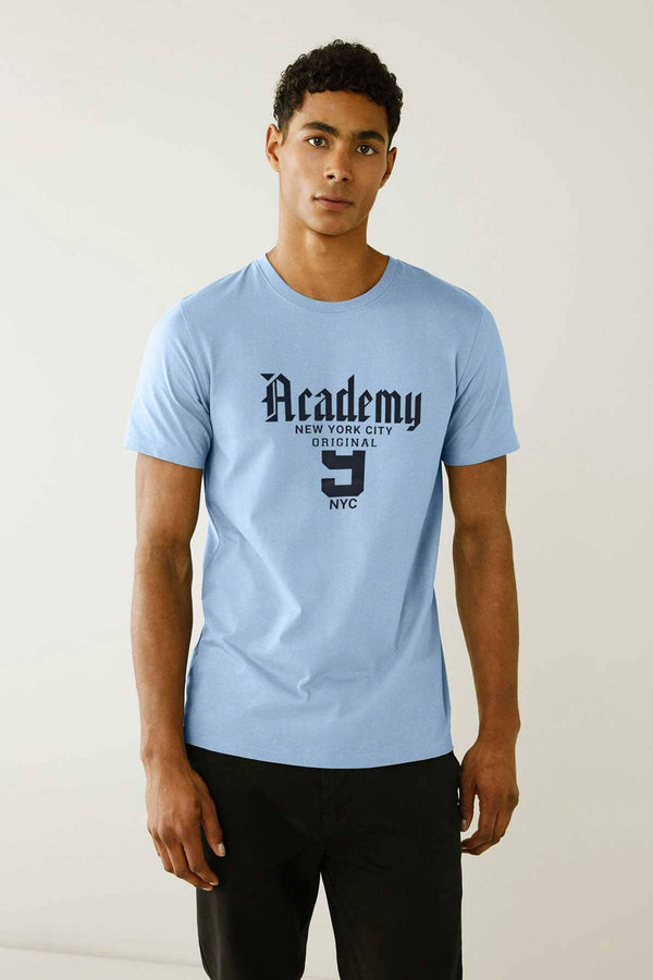 elo Polo Republica Men's Academy Printed Crew Neck Tee Shirt Light Sky