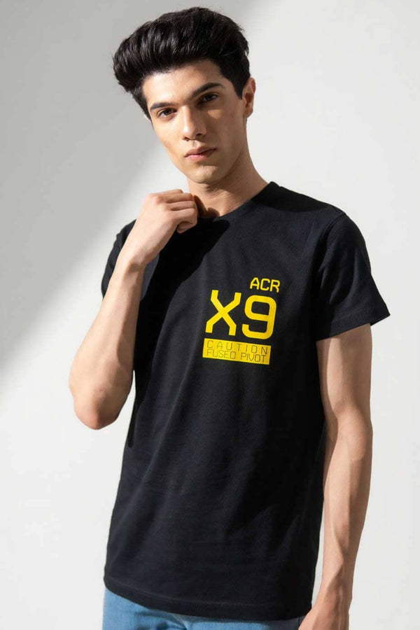 elo Polo Republica Men's ACR X9 Printed Crew Neck Tee Shirt Black