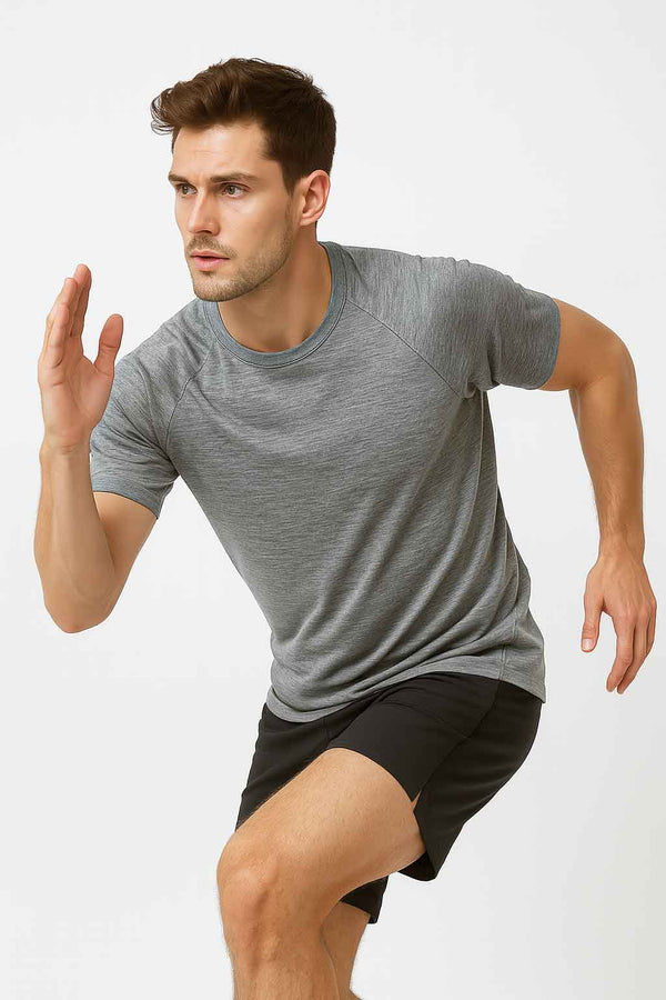 Elo Polo Republica Men's Activewear Tee Shirt Grey Marl