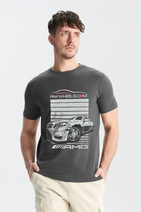 elo Polo Republica Men's AMG Car Printed Short Sleeve Tee Shirt Graphite