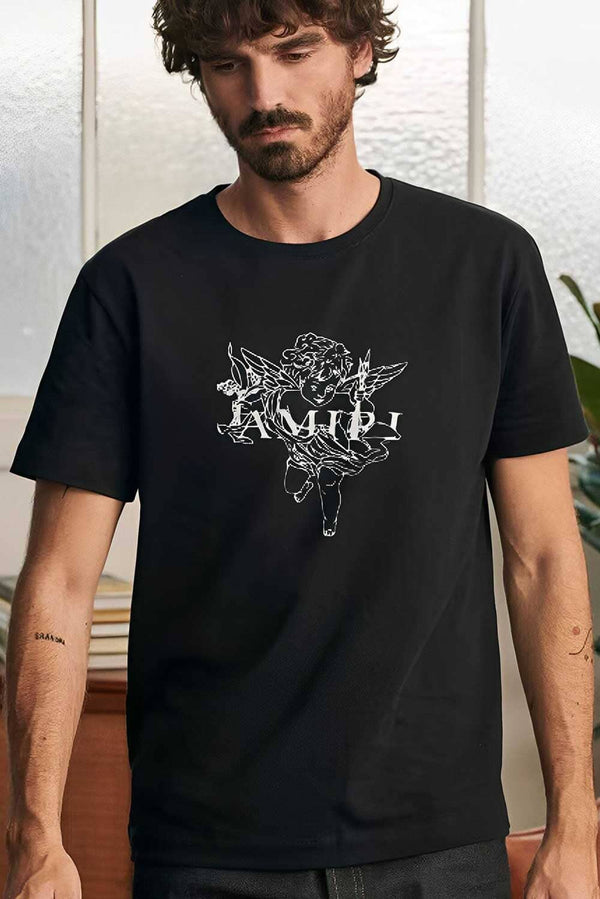 elo Polo Republica Men's Amiri Printed Crew Neck Tee Shirt Black