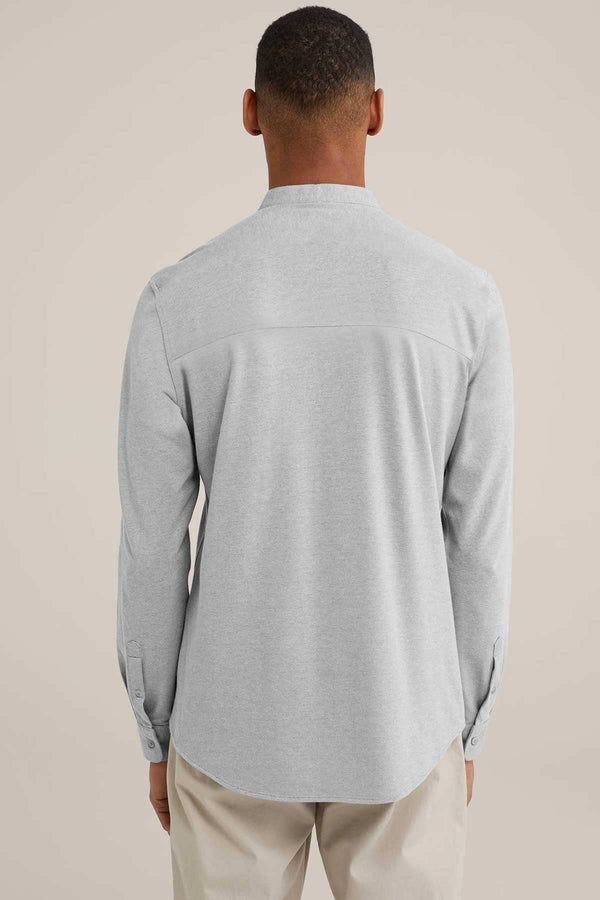 Elo Polo Republica Men's Asymmetric Placket Mandarin Shirt White