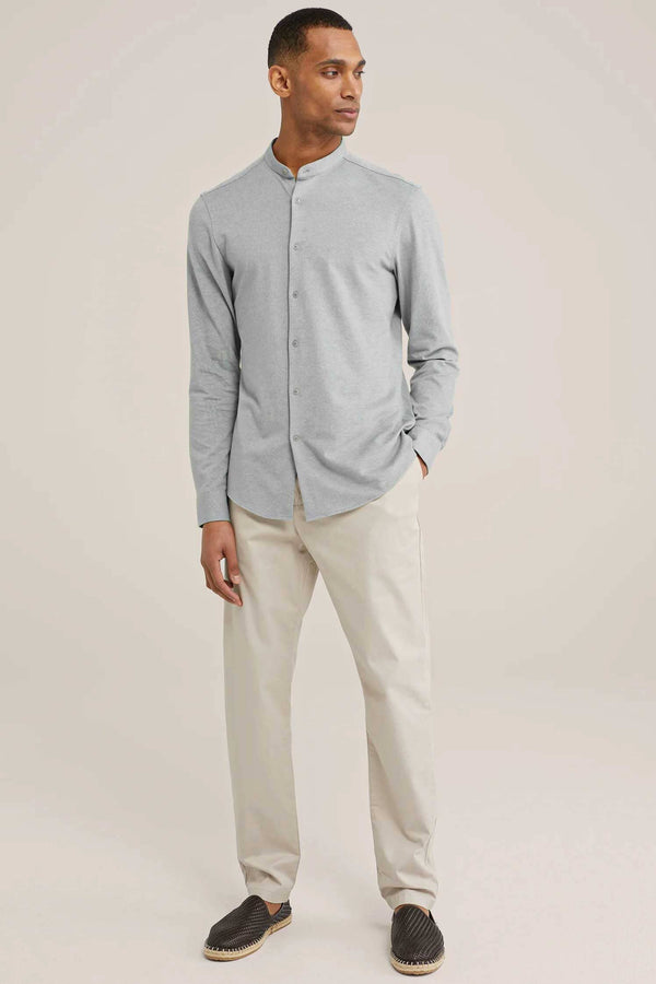 Elo Polo Republica Men's Asymmetric Placket Mandarin Shirt White