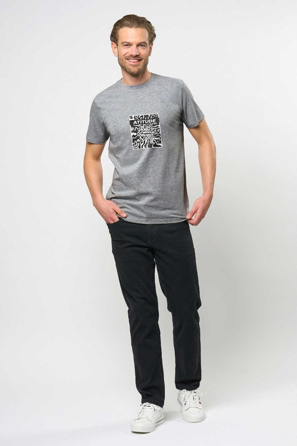 Elo Polo Republica Men's Attitude Printed Short Sleeve Tee Shirt Heather Grey