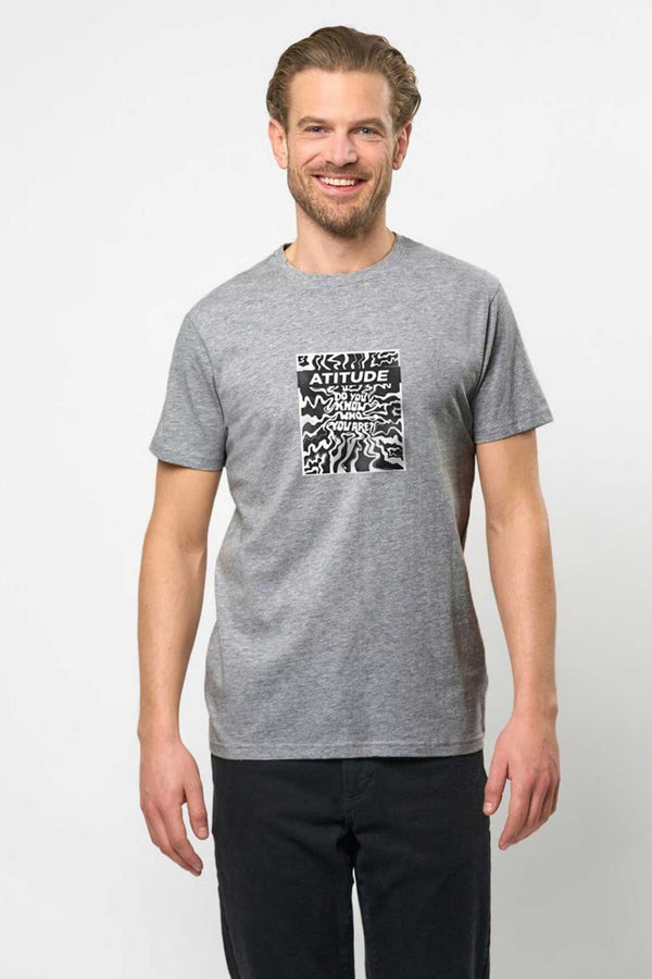 elo Polo Republica Men's Attitude Printed Short Sleeve Tee Shirt Heather Grey