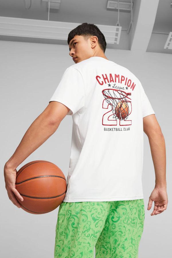 Elo Polo Republica Men's Basket Ball Printed Short Sleeve Tee Shirt White
