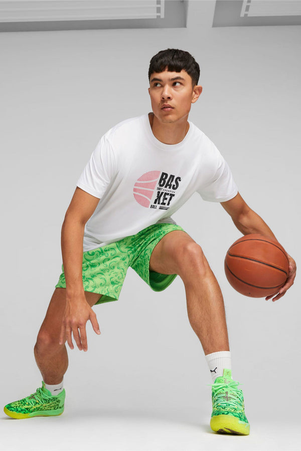 elo Polo Republica Men's Basket Ball Printed Short Sleeve Tee Shirt White